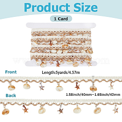 5yards Cotton Thread & Shell Beaded Trim Ribbon&nbsp;OCOR-CY0003-94B