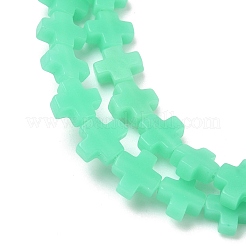 合成サンゴビーズ連売り  染め  クロス  ターコイズ  7.5~8.5x8~9x3~3.5mm  穴：1mm  約40個/連  12.5インチ〜12.7インチ（31.8~32.3cm）&nbsp;CORA-L044-A06