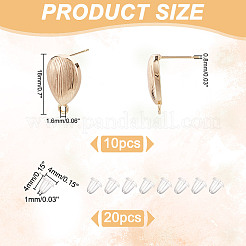 10Pcs Teardrop Brass Stud Earring Findings&nbsp;KK-AR0004-05