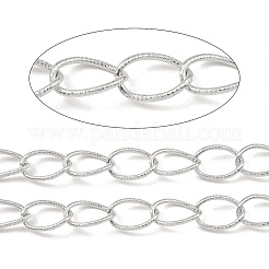 アルミカーブチェーン  テクスチャー  溶接されていない  スプールで  プラチナ  21x14x2mm  約49.21フィート（15m）/ロール&nbsp;CHA-C002-18P