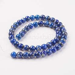 天然石ラピスラズリビーズ連売り  ラウンド  8mm  穴：1mm  約45個/連  15インチ&nbsp;G-G099-8mm-7B
