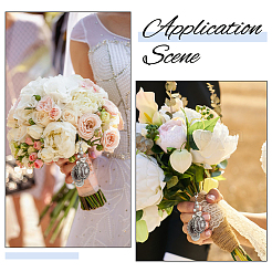 フラットラウンド & ハート & オーバル合金ペンダント装飾  透明なガラスカボションとガラスパールビーズ付き  結婚式の写真の花束の装飾用  アンティークシルバー＆プラチナ  132mm  2個/セット&nbsp;HJEW-AB00498