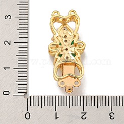 真鍮マイクロキュービックジルコニアボックスの留め金を開く  ニッケルフリー  蝶結び  シーグリーン  28.5x12x7.5mm  穴：1.2mm&nbsp;KK-U037-17G-02