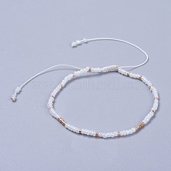 調整可能なナイロン糸編組ビーズブレスレット  ガラスシードビーズとガラスラッパビーズ  ミックスカラー  2インチ（5.2cm）&nbsp;BJEW-JB04374