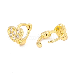 Clear Cubic Zirconia Heart Hinged Hoop Earrings&nbsp;EJEW-I266-07G