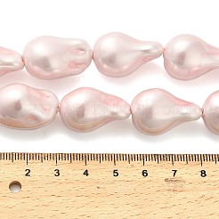 電気メッキ磁器ビーズ連売り  ティアドロップ  ピンク  24x15~16mm  穴：1.4mm  約17個/連  15.87インチ（40.3cm）&nbsp;BSHE-C009-04C