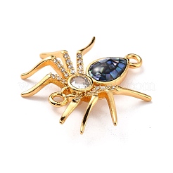 Rack Plating Brass Micro Pave Cubic Zirconia Connector Charms&nbsp;KK-F833-05G
