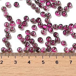内側が透明な色のガラスシードビーズ  半分メッキ  丸い穴  ラウンド  カメリア  4x3mm  穴：1.2mm  7650個/ポンド&nbsp;SEED-H002-A-C207