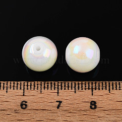 電気メッキパールガラスパールビーズ  虹色の  ラウンド  ミントクリーム  10x10mm  穴：1.2mm  約346個/ポンド&nbsp;EGLA-T021-14C-01