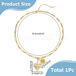 Brass Micro Pave Clear Cubic Zirconia Sun Heart Pendant Link Chain Necklaces&nbsp;NJEW-HS00021