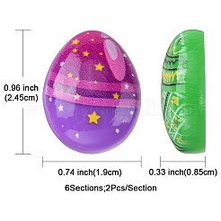 12 個 6 色のイースター漫画不透明樹脂カボション  イースターエッグ  ミックスカラー  24.5x19x8.5mm  2個/カラー&nbsp;RESI-FS0001-56