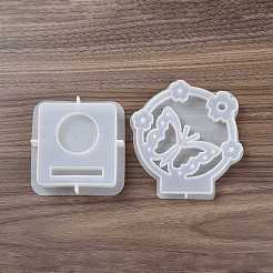 キャンドルホルダーDIYシリコンモールド  キャンドル作り用  蝶  9.8x9.8x2.35cm  内径：5.2x5.2のCM&nbsp;LS-DIY-K073-11A