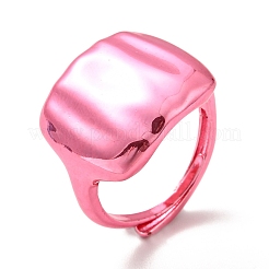 Brass Rectangle Signet Adjustable Ring for Women&nbsp;RJEW-G254-01C
