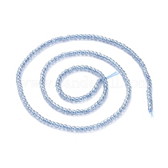 電気メッキガラスビーズセット  パール光沢メッキ  ラウンド  ライトスチールブルー  2.5mm  穴：0.7mm  約177個/連  14.09インチ（35.8cm）&nbsp;EGLA-K014-A-PL01
