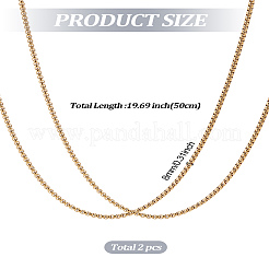 2Pcs Stainless Steel Punk Box Chain Necklaces for Men&nbsp;NJEW-LP0001-15G