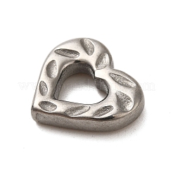 304ステンレススチールリンクリング  テクスチャードハート  ステンレス鋼色  11.5x13x2.5mm  内径：4.5x6mm&nbsp;STAS-G344-10B-P