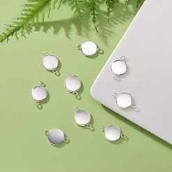 201ステンレススチールカボションコネクタセッティング  プレーンエッジベゼルカップ  フラットラウンド  銀  トレイ：12mm  21x14x2mm  穴：2mm&nbsp;STAS-F191-15S-D