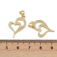 真鍮製マイクロパヴェキュービックジルコニアペンダント  ハート  16KGP本金メッキ  23x16.5x2mm  穴：3x4mm&nbsp;ZIRC-I367-12G-03
