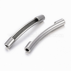 変色しにくい304ステンレススチールチューブビーズ  ステンレス鋼色  40x5mm  穴：2.5mm&nbsp;STAS-H400-72P