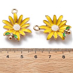 合金エナメルチャーム  花のチャーム  ゴールド  28x21x7mm  穴：2mm&nbsp;FIND-H016-01G-05