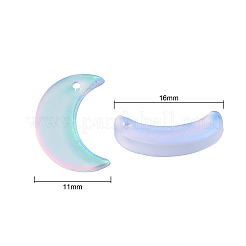 100個透明ガラスペンダント  艶消し  ムーン  クリアAB  16x11mm  穴：1mm&nbsp;GLAA-CJ0001-23