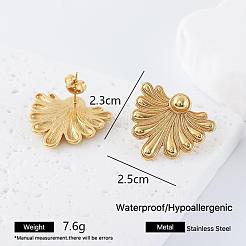 304 Stainless Steel Fan-Shaped Flower Stud Earrings for Women&nbsp;CO6863