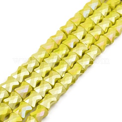 Abカラープレートガラスビーズ連売り  多面的な竹の棒  ミックスカラー  10.5~11x8x5mm  穴：1.4mm  約58~60個/連  24.01~24.8インチ（61~63cm）&nbsp;EGLA-P051-06A-B