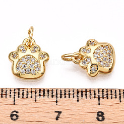 Brass Micro Pave Clear Cubic Zirconia Charms&nbsp;KK-T070-06G-NF