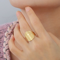 女性用304ステンレススチール調節可能なカフリング  聖人ベネディクト  ゴールドカラー  調整可能; 20mm&nbsp;LS-RJEW-L129-06G