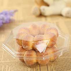 プラスチック製のケーキ容器  使い捨てのデザート ケーキ ボックス  蓋付き  八角形  透明  150x150x60mm&nbsp;LS-PAAG-PW0014-05