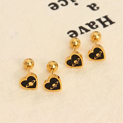 304ステンレススチールエナメル軟骨ピアス  邪険なハート  18KGP本金メッキ  10mm&nbsp;WG7A81C-01