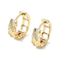 Brass Micro Pave Clear Cubic Zirconia Hoop Earrings for Women&nbsp;KK-CBA9109-02G