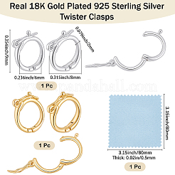 2Pcs 2 Colors 925 Sterling Silver Twister Clasps&nbsp;STER-BBC0009-19