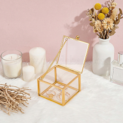 Transparent Glass Jewelry Organizer Display Cases with Metal Frame&nbsp;ODIS-WH0025-357A