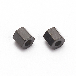 イオンプレーティング（IP）304ステンレススチールスペーサービーズ  六角  電気泳動黒  3.2x3.2x3mm  穴：1.4mm&nbsp;STAS-D170-04B-B