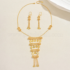 Brass Flat Round Tassels Necklaces & Earrings Sets for Women&nbsp;XV1236
