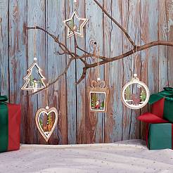 10Pcs 5 Style Wooden Hanging Ornaments&nbsp;sgWOOD-SZ0004-04