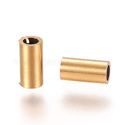 イオンプレーティング（IP）304ステンレス鋼チューブビーズ  ゴールドカラー  6x3mm  穴：2mm&nbsp;X-STAS-L216-23E-G