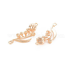 Brass Birth Flower Connector Charms&nbsp;KK-S364-235