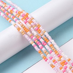 ガラスシードビーズ連売り  丸い穴  ラウンド  オレンジ  2.5~3x1.8~2.5mm  穴：1mm  約191~200個/連  16.06~16.26インチ（40.8~41.3cm）&nbsp;LAMP-B021-04C