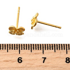 925スターリングシルバースタンドピアス  花  ゴールドカラー  7.5x7.5mm&nbsp;EJEW-Q030-07G