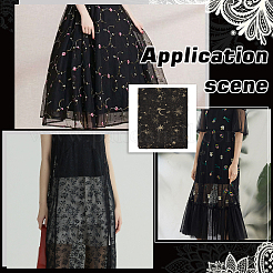 Star Moon Pattern Polyester Lace Mesh Fabric&nbsp;DIY-WH0504-195B