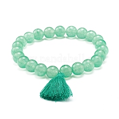 Dyed Natural Malaysia Jade Round Beads Stretch Bracelets Set&nbsp;BJEW-JB06956