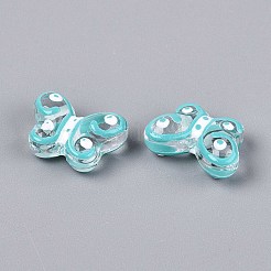 透明ガラスビーズ  エナメルスタイル  蝶  空色  10x14.2x6~6.5mm  穴：1mm&nbsp;GLAA-T025-20B