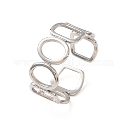 304ステンレススチールカフオープンリング  オーバル＆四角形  ステンレス鋼色  8.5mm  内径：18mm&nbsp;SA-CBA4160-35P