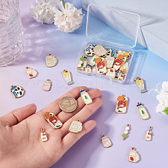 36Pcs 9 Styles Rack Plating Alloy Enamel Pendants&nbsp;ENAM-TA0003-67