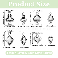 72pcs4スタイルチベットスタイルアロイペンダント  カードを再生  アンティークシルバー  14.5~18.5x11.5~12x2~3mm  穴：1.8~2mm  18個/スタイル&nbsp;FIND-SC0019-40AS