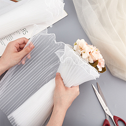 ポリエステルフラワーブーケラッピングメッシュペーパー  バレンタインデーの  結婚式  誕生日の装飾  ホワイト  28cm&nbsp;DIY-WH0542-37B
