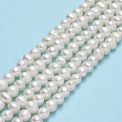 天然養殖淡水パールビーズ連売り  ポテト  ベージュ  4.5~5x5.5~6x5~5.5mm  穴：0.7mm  約75~76個/連  13.78~13.86インチ（35~35.2cm）&nbsp;PEAR-F018-15-01