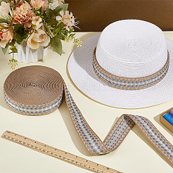 10ヤードのポリエステルジャカードリボン  衣服、ドレス、縫製アクセサリー  小麦  1-1/2インチ（38mm）&nbsp;OCOR-WH0101-187D